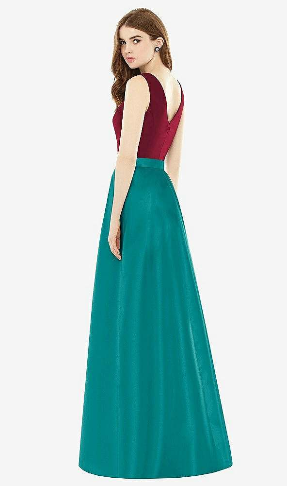 Back View - Jade & Burgundy Alfred Sung Bridesmaid Dress D753