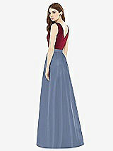 Rear View Thumbnail - Larkspur Blue & Burgundy Alfred Sung Bridesmaid Dress D753