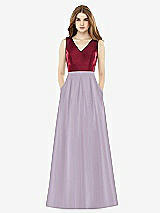 Front View Thumbnail - Lilac Haze & Burgundy Alfred Sung Bridesmaid Dress D753