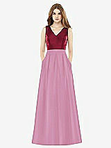 Front View Thumbnail - Powder Pink & Burgundy Alfred Sung Bridesmaid Dress D753