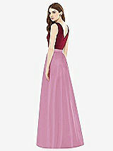 Rear View Thumbnail - Powder Pink & Burgundy Alfred Sung Bridesmaid Dress D753