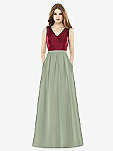 Front View Thumbnail - Sage & Burgundy Alfred Sung Bridesmaid Dress D753