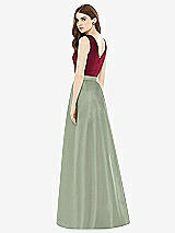 Rear View Thumbnail - Sage & Burgundy Alfred Sung Bridesmaid Dress D753