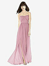 Front View Thumbnail - Dusty Pink Sweeheart Chiffon Natural Waist Dress