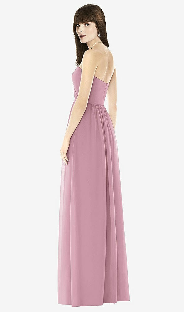 Back View - Dusty Pink Sweeheart Chiffon Natural Waist Dress