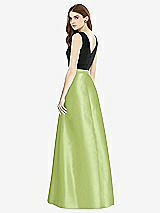 Rear View Thumbnail - Mojito & Black Sleeveless A-Line Satin Dress with Pockets