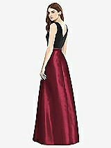 Rear View Thumbnail - Cabernet & Black Sleeveless A-Line Satin Dress with Pockets