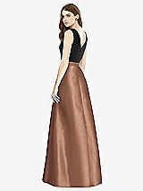 Rear View Thumbnail - Cognac & Black Sleeveless A-Line Satin Dress with Pockets