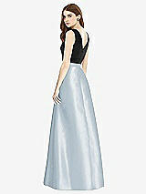 Rear View Thumbnail - Mist & Black Sleeveless A-Line Satin Dress with Pockets
