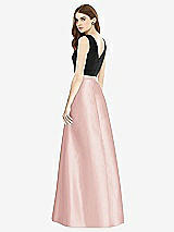 Rear View Thumbnail - Rose & Black Sleeveless A-Line Satin Dress with Pockets
