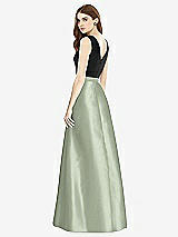 Rear View Thumbnail - Sage & Black Sleeveless A-Line Satin Dress with Pockets
