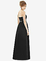 Rear View Thumbnail - Black & Black Strapless Pleated Skirt Maxi Dress with Pockets