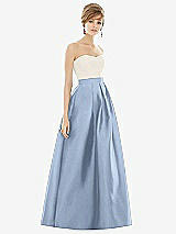 Front View Thumbnail - Cloudy & Ivory Strapless Pleated Skirt Maxi Dress with Pockets