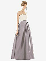 Front View Thumbnail - Cashmere Gray & Ivory Strapless Pleated Skirt Maxi Dress with Pockets