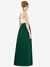 Rear View Thumbnail - Hunter Green & Ivory Strapless Pleated Skirt Maxi Dress with Pockets
