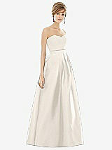 Front View Thumbnail - Ivory & Ivory Strapless Pleated Skirt Maxi Dress with Pockets