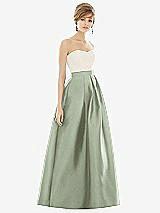 Front View Thumbnail - Sage & Ivory Strapless Pleated Skirt Maxi Dress with Pockets