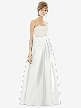 Front View Thumbnail - White & Ivory Strapless Pleated Skirt Maxi Dress with Pockets