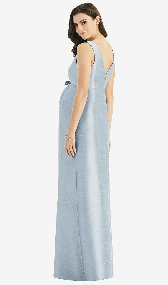 Back View - Mist Sleeveless Satin Twill Maternity Dress