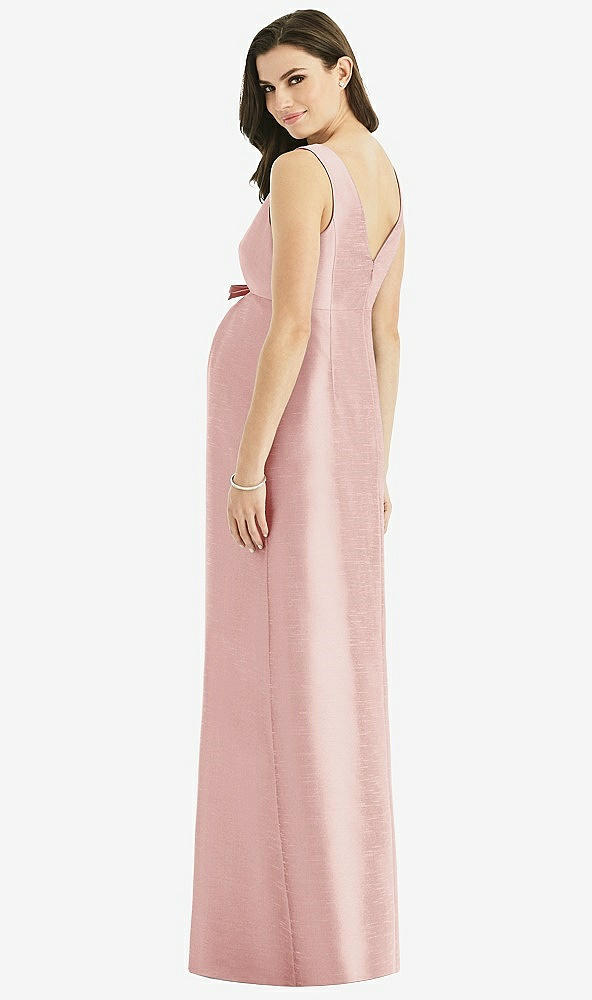 Back View - Rose Sleeveless Satin Twill Maternity Dress