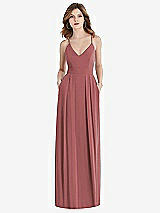 Front View Thumbnail - English Rose Pleated Skirt Crepe Maxi Dress with Pockets
