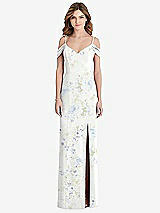 Front View Thumbnail - Bleu Garden Off-the-Shoulder Chiffon Trumpet Gown with Front Slit