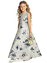 Front View Thumbnail - Inkwash Blue Floral Flower Girl Dress FL4062FP