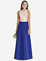 Rear View Thumbnail - Cobalt Blue & Cameo Alfred Sung Junior Bridesmaid Style JR545