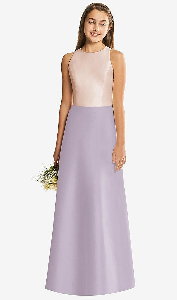 Back View - Lilac Haze & Cameo Alfred Sung Junior Bridesmaid Style JR545