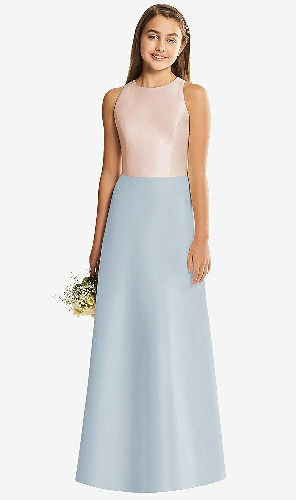 Back View - Mist & Cameo Alfred Sung Junior Bridesmaid Style JR545