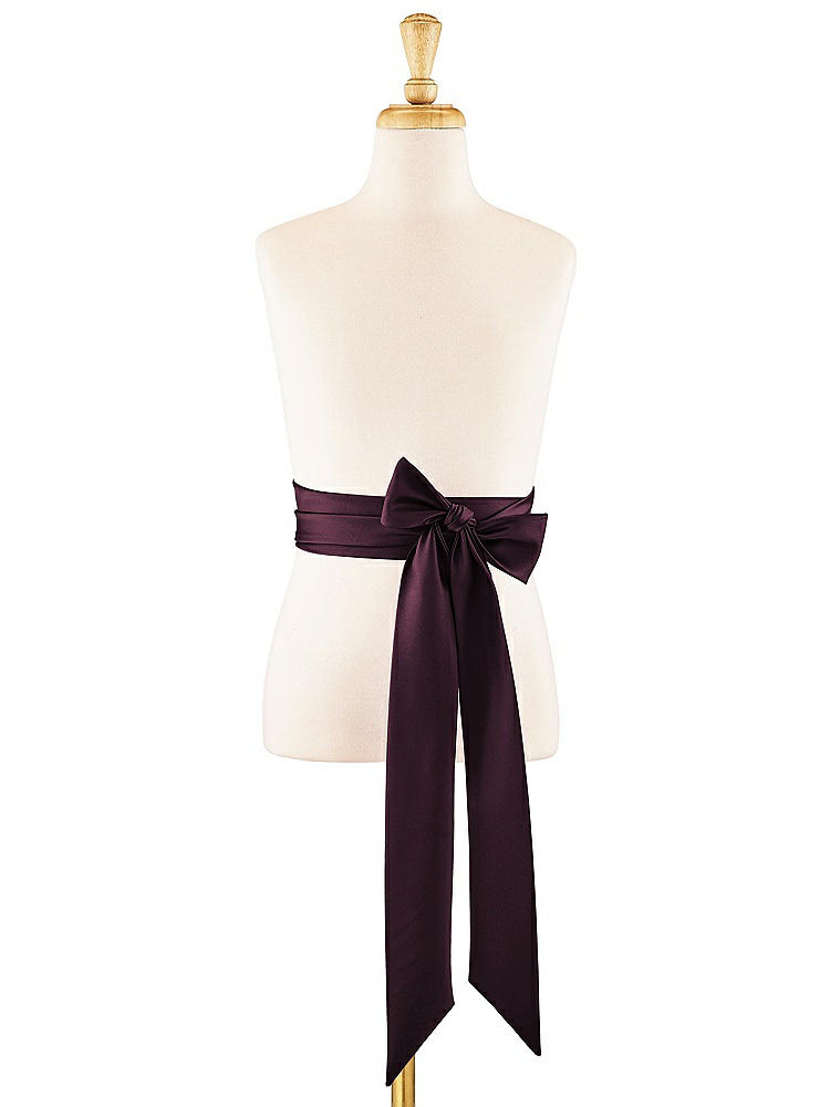 Front View - Deep Plum Satin Twill Flower Girl Sash