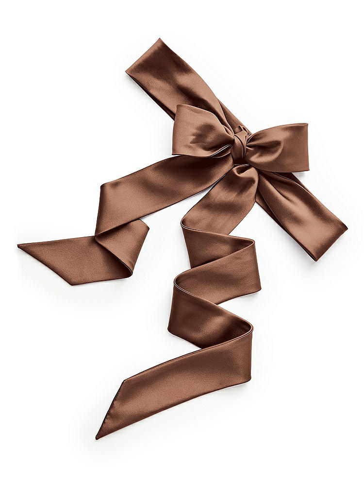 Back View - Cognac Satin Twill Flower Girl Sash