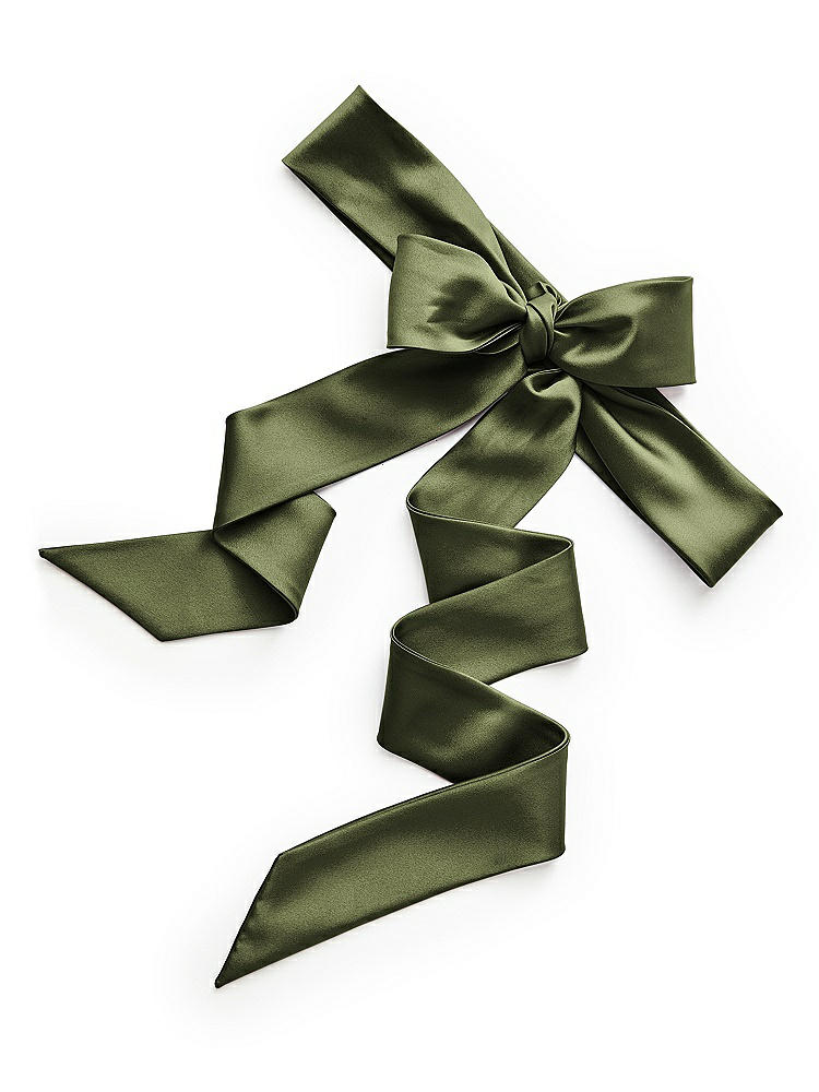 Back View - Olive Green Satin Twill Flower Girl Sash