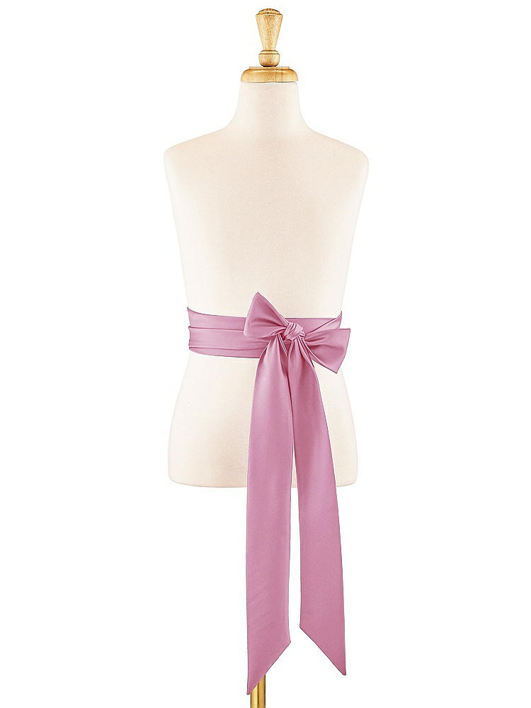Front View - Powder Pink Satin Twill Flower Girl Sash