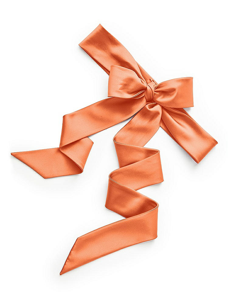 Back View - Portofino Orange Satin Twill Flower Girl Sash
