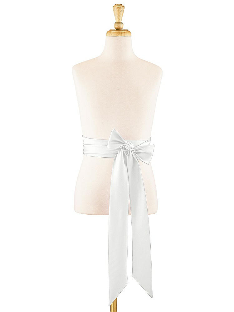 Front View - White Satin Twill Flower Girl Sash