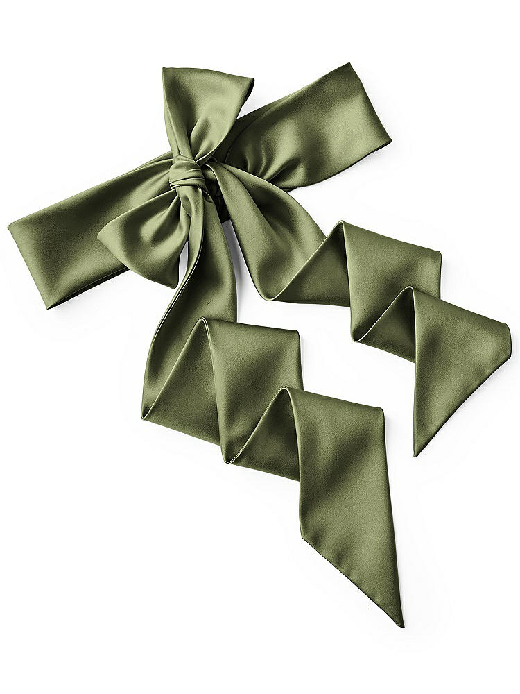 Back View - Olive Green Satin Twill Wedding Sash