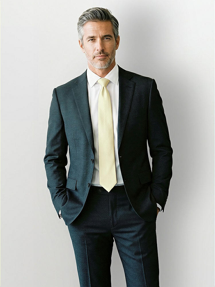 Front View - Butter Yellow Yarn-Dyed Modern Tie by After Six