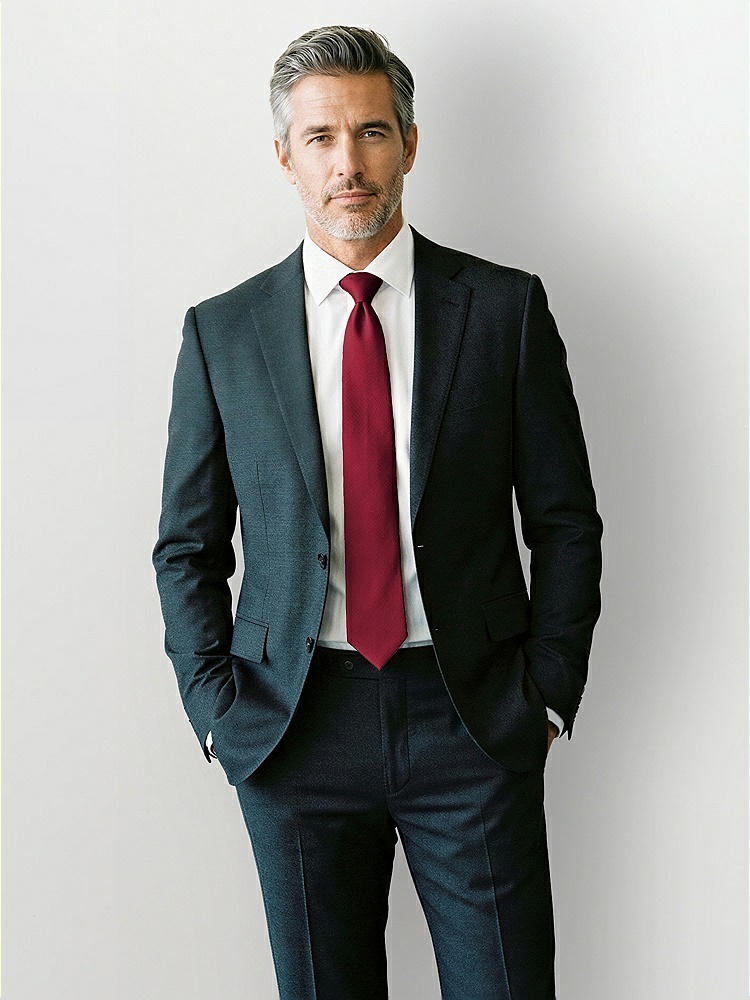 Front View - Burgundy Yarn-Dyed Modern Tie by After Six