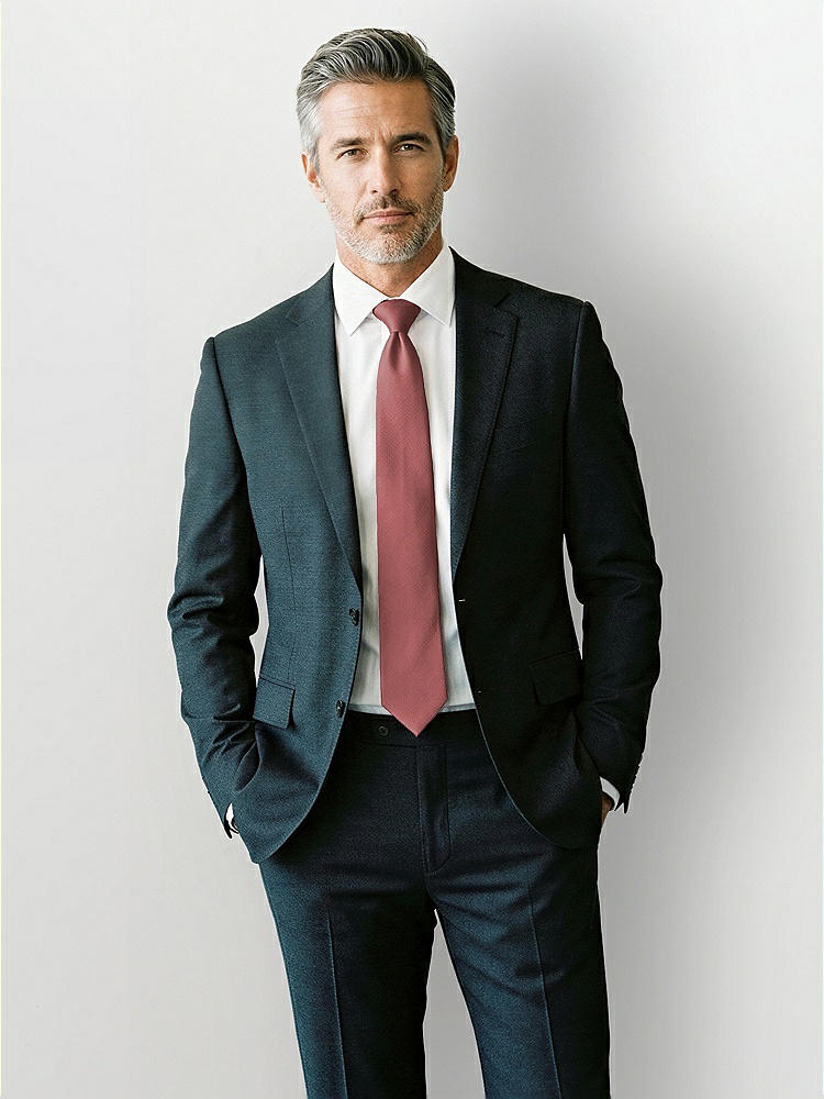 Front View - English Rose Yarn-Dyed Modern Tie by After Six