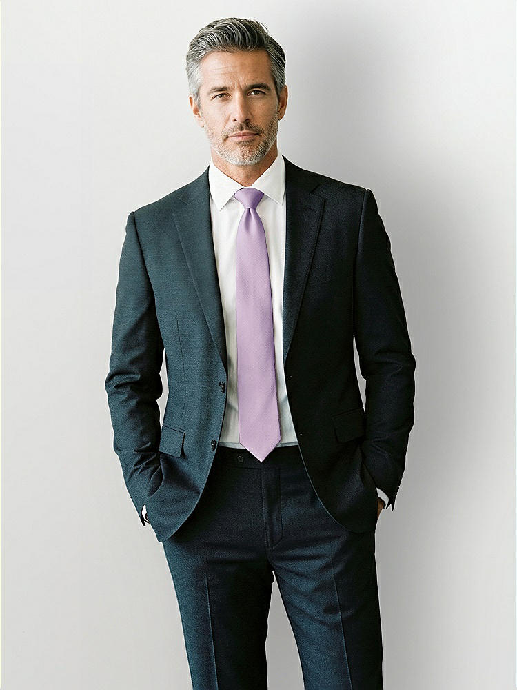 Front View - Pale Purple Yarn-Dyed Modern Tie by After Six