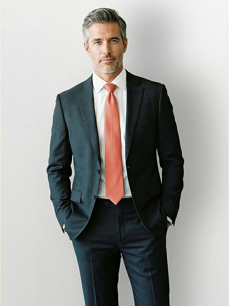 Front View - Terracotta Copper Yarn-Dyed Modern Tie by After Six