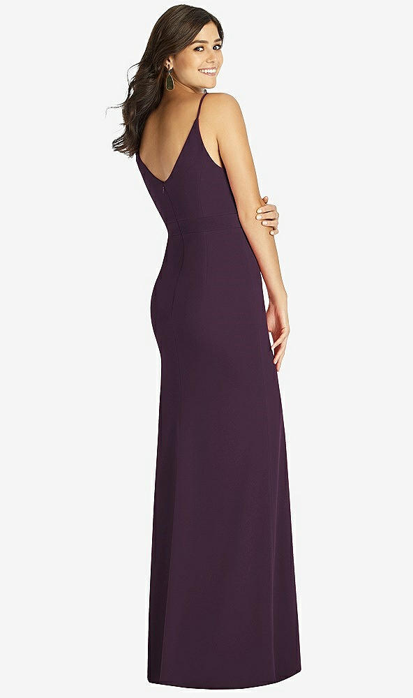 Back View - Aubergine Fishtail Skirt Stretch Maxi Dress