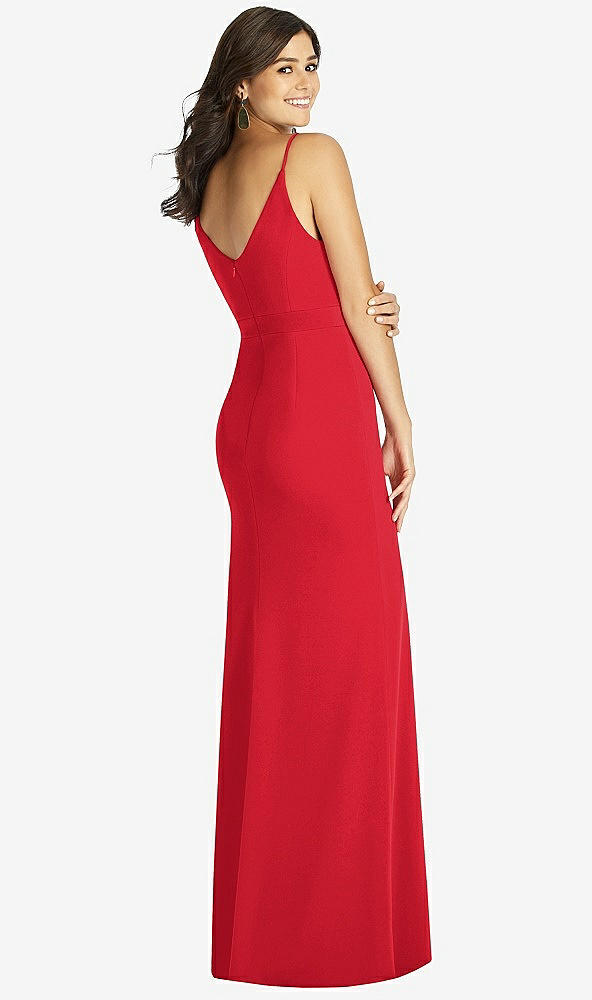Back View - Parisian Red Fishtail Skirt Stretch Maxi Dress