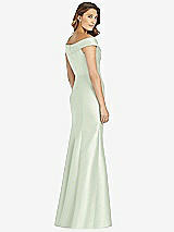 Rear View Thumbnail - Mint Green Off-the-Shoulder Cuff Trumpet Gown with Front Slit