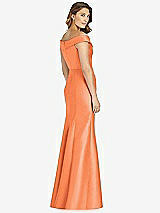 Rear View Thumbnail - Portofino Orange Off-the-Shoulder Cuff Trumpet Gown with Front Slit