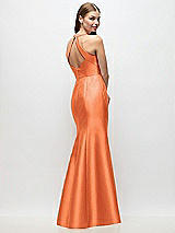 Rear View Thumbnail - Portofino Orange V-Neck Halter Satin Trumpet Gown