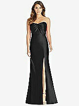 Front View Thumbnail - Black Strapless Draped Bodice Trumpet Gown 