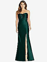 Front View Thumbnail - Evergreen Strapless Draped Bodice Trumpet Gown 