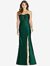 Front View Thumbnail - Hunter Green Strapless Draped Bodice Trumpet Gown 